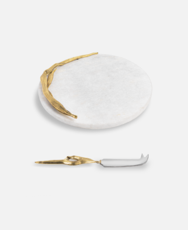 Marble Serving Tray with Knife